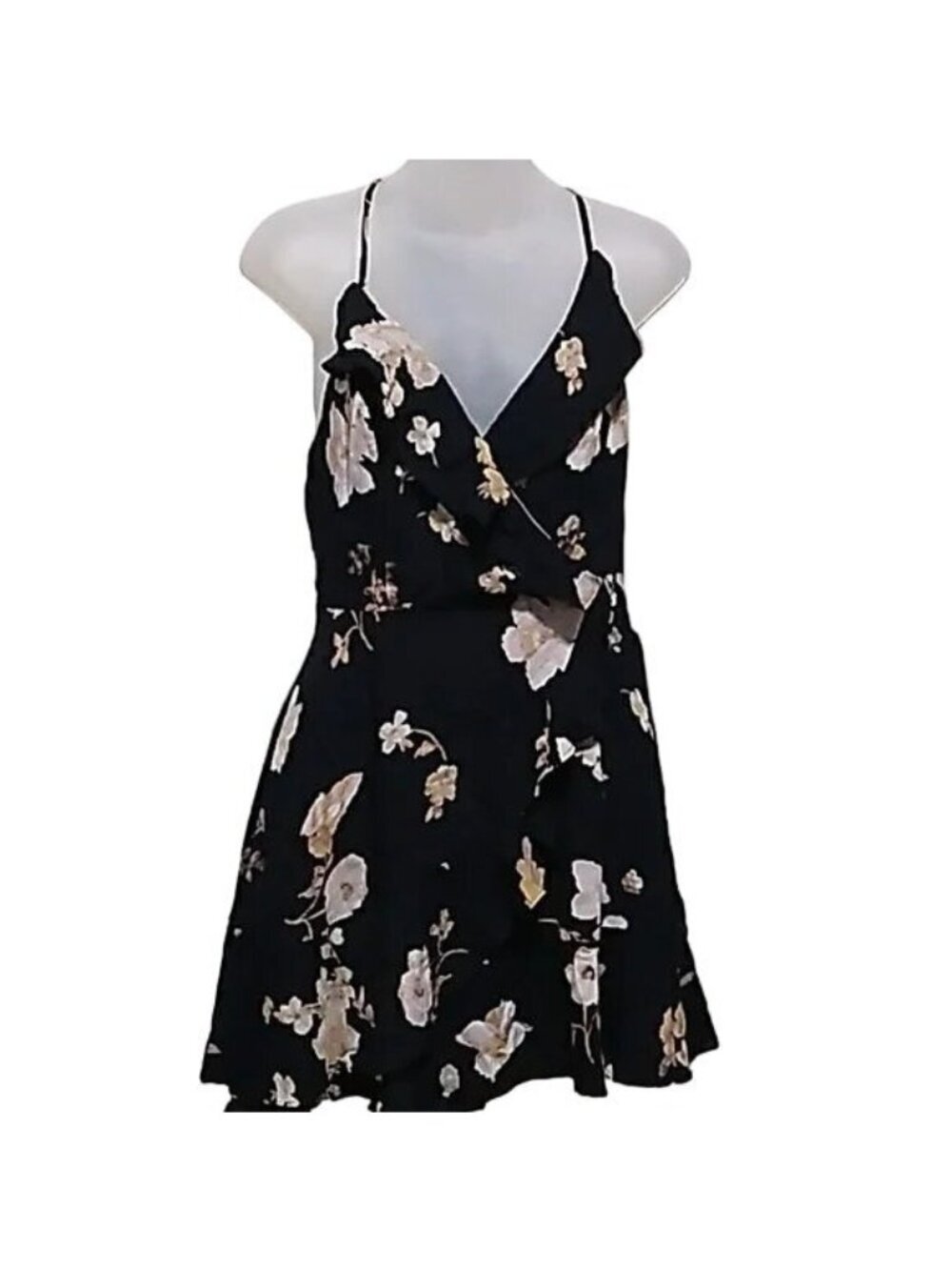 Urban Outfitters Kimchi Blue Floral Black Ruffle Mini Dress
